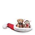 Steiff Hedgehog and Teddy Bear in a Santa Hat